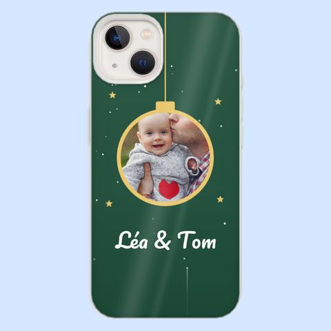 Thème Boule de Noël sur une coque de téléphone personnalisé avec une photo