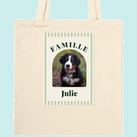 Thème Famille sur un tote bag personnalisé avec une photo