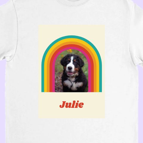 Thème Seventies sur un tee-shirt personnalisé avec une photo