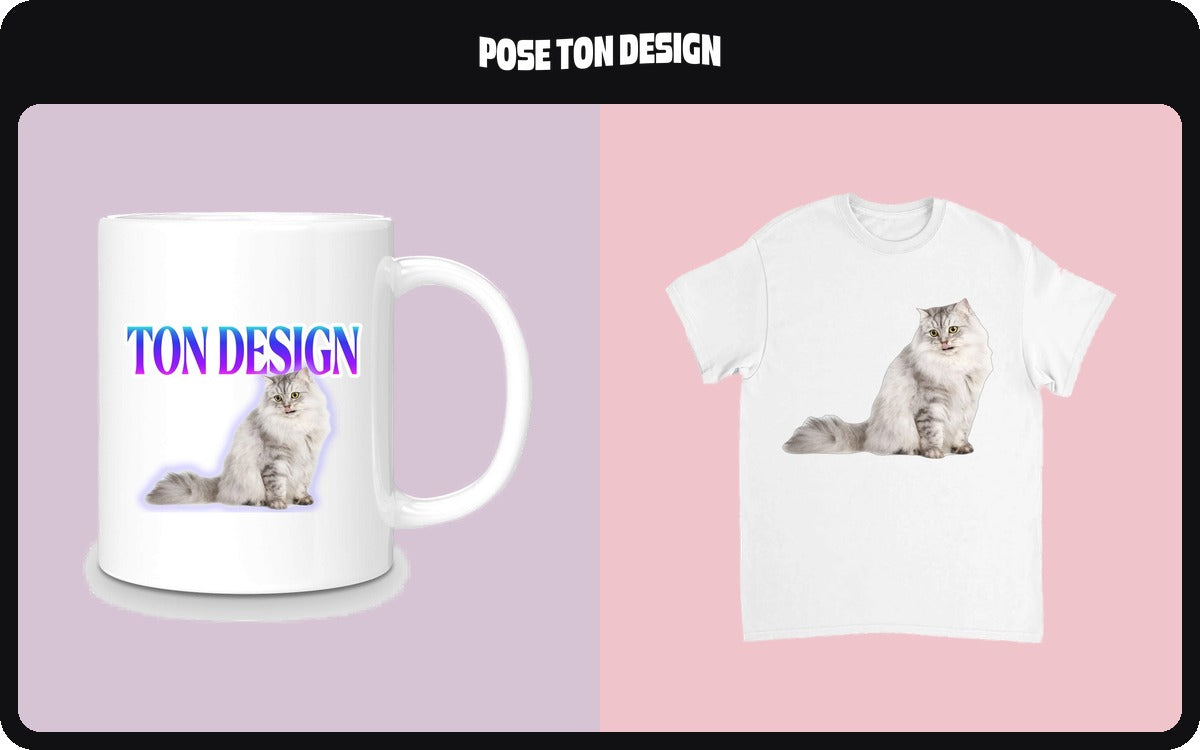 Un mug et un tee-shirt imprimés avec le même visuel, sur fonds pastel.