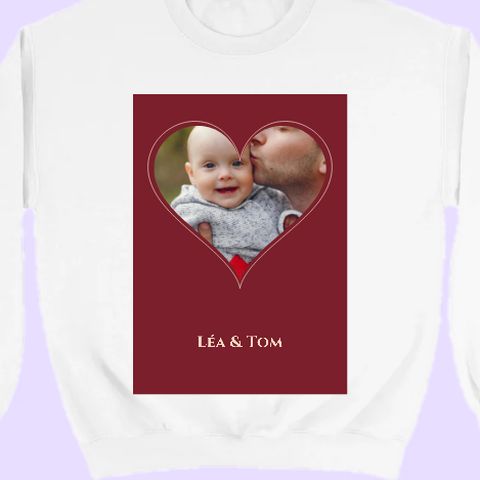 Thème Cœur sur un sweat personnalisé avec une photo
