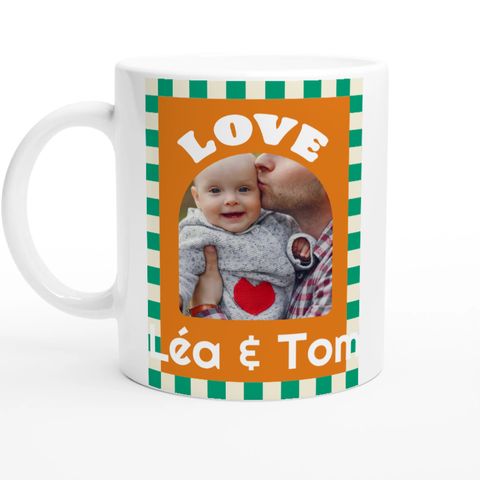 Thème Love sur un mug personnalisé avec une photo