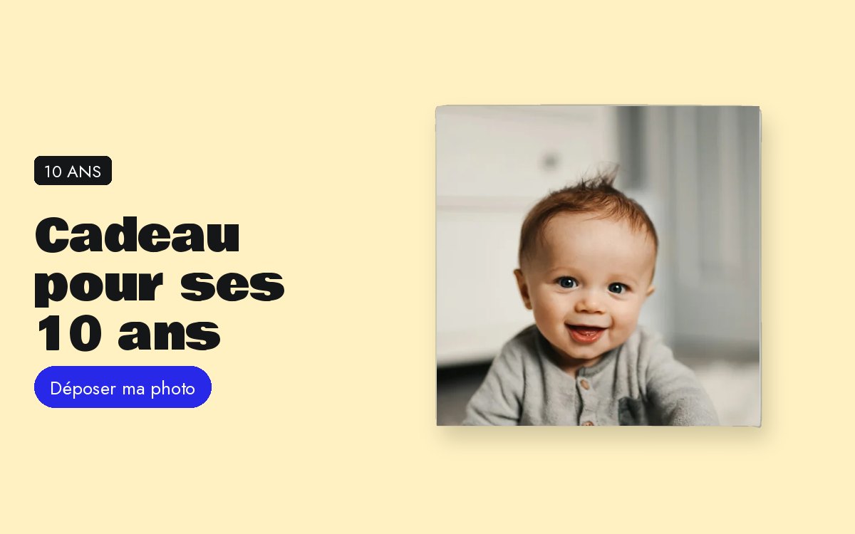 Toile personnalisée avec photo – Cadeau pour ses 10 ans : sa chambre, son chocolat chaud, sa photo