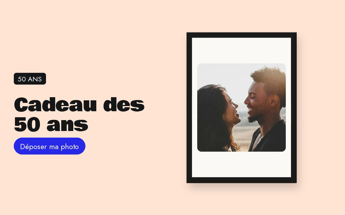 Cadre photo personnalisé avec photo – Cadeau des 50 ans : le grand cadre du demi-siècle, offert à plusieurs