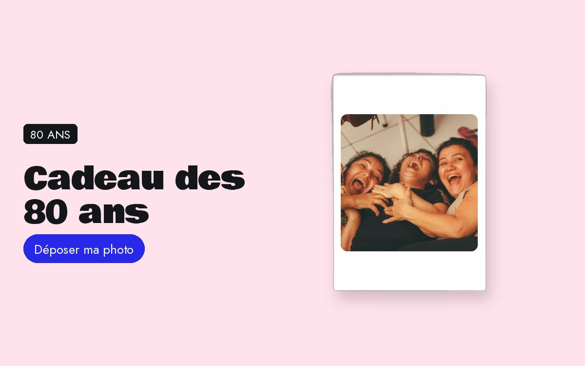 Cartes postales personnalisées avec photo – Cadeau des 80 ans : la fête de famille, avant et après, en cartes postales