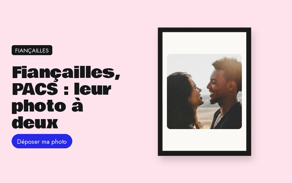 Cadre photo personnalisé avec photo – Fiançailles ou PACS : un cadeau avec leur photo à deux