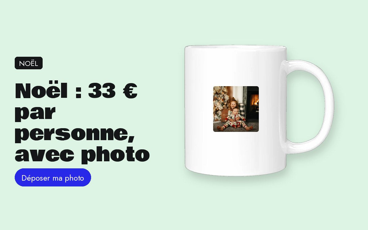 Mug personnalisé avec photo – Cadeau de Noël personnalisé avec photo : 33 € par personne, et ce que ça change