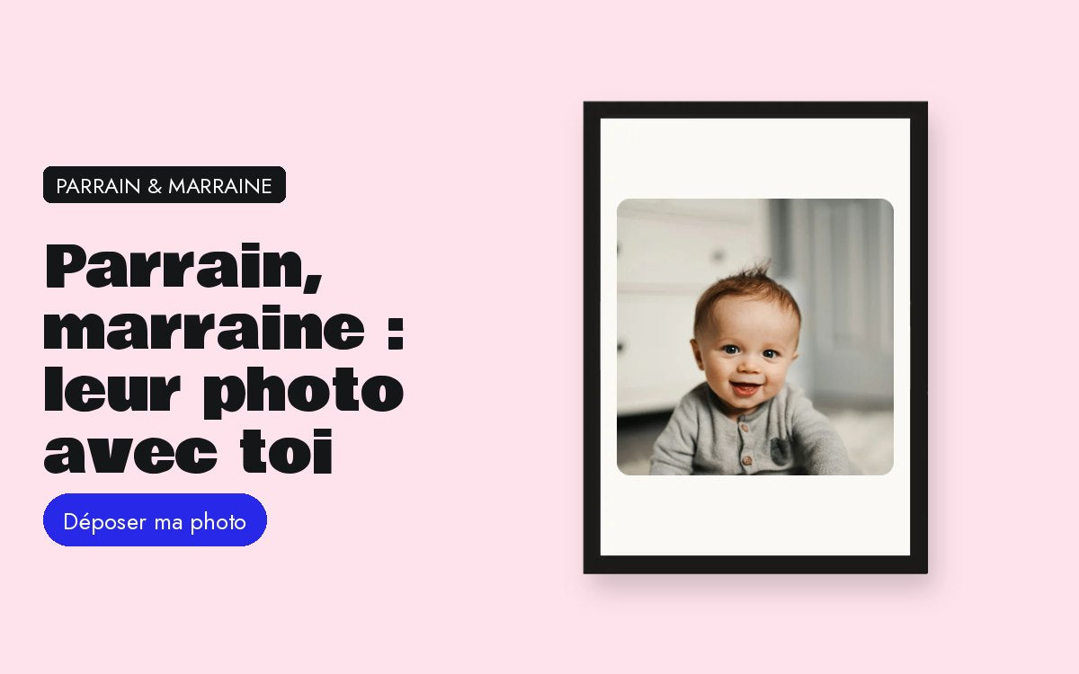 Cadre photo personnalisé avec photo – Cadeau pour son parrain ou sa marraine : leur photo avec leur filleul, pas un bijou de plus