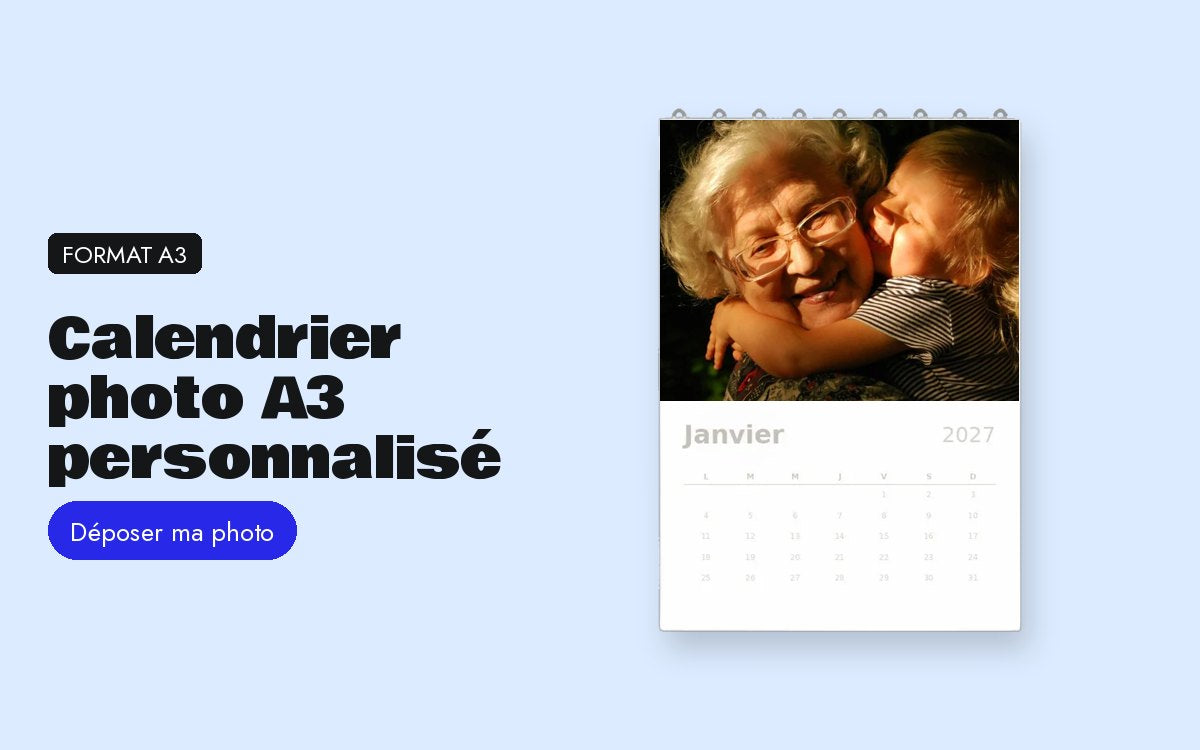 Produit personnalisé avec photo – Calendrier photo A3 personnalisé