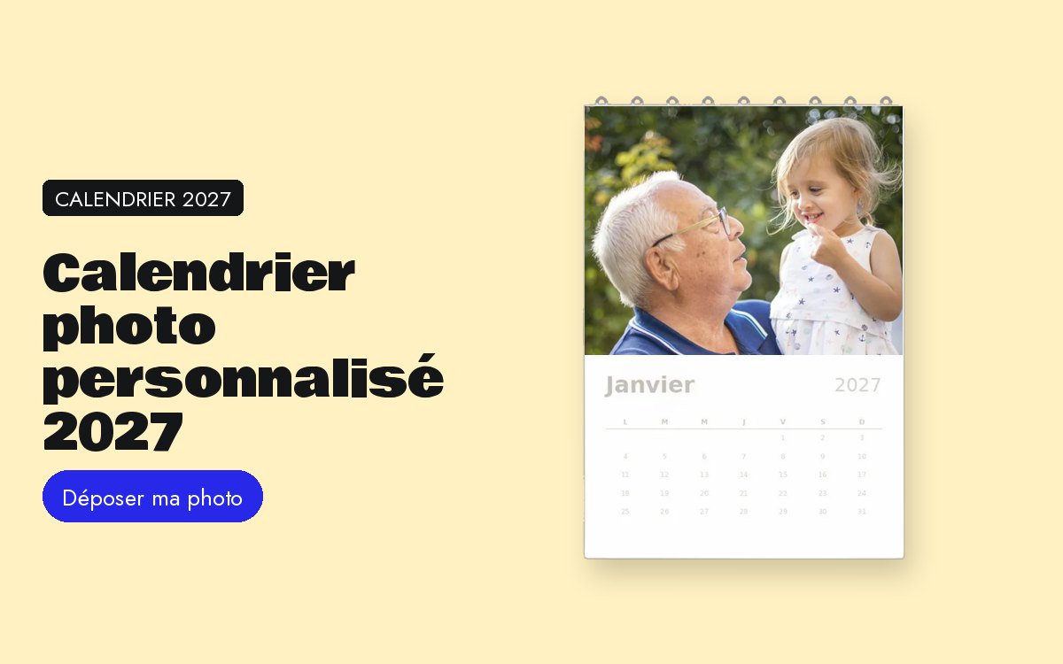 Produit personnalisé avec photo – Calendrier photo personnalisé 2027