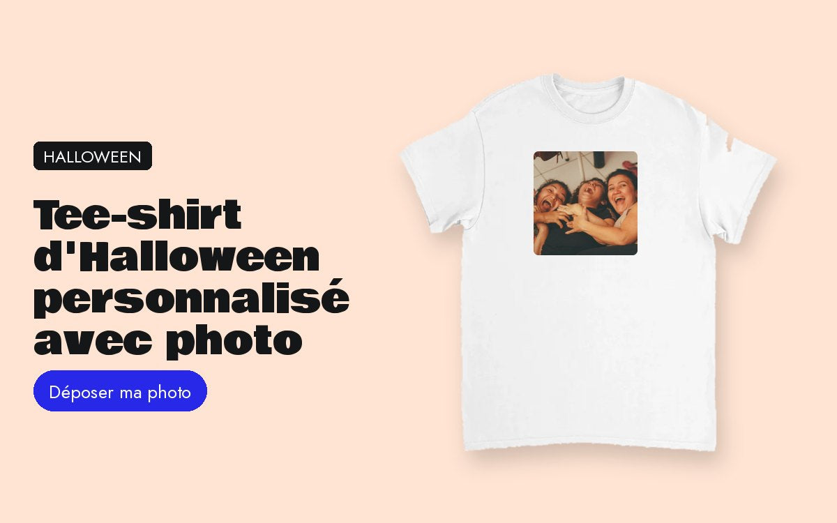 Produit personnalisé avec photo – Tee-shirt d'Halloween personnalisé avec photo