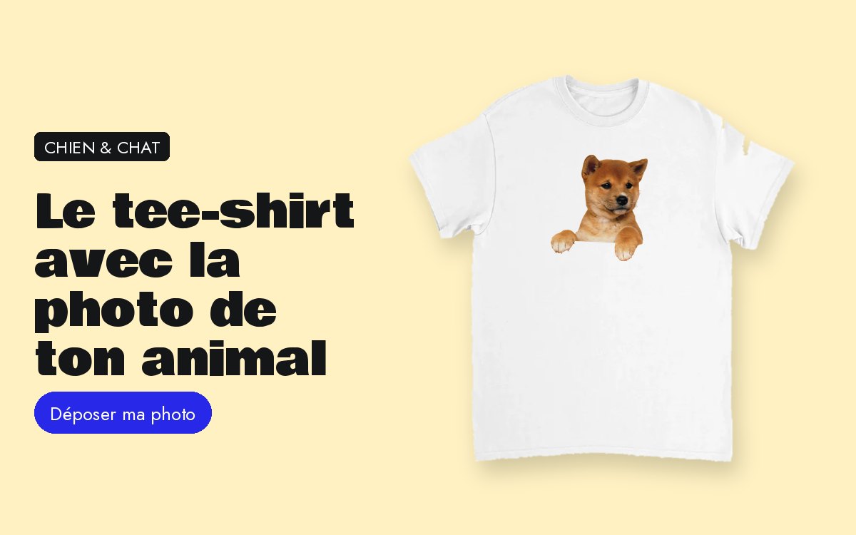 Tee-shirt personnalisé avec photo – Tee-shirt personnalisé avec la photo de ton chien ou de ton chat