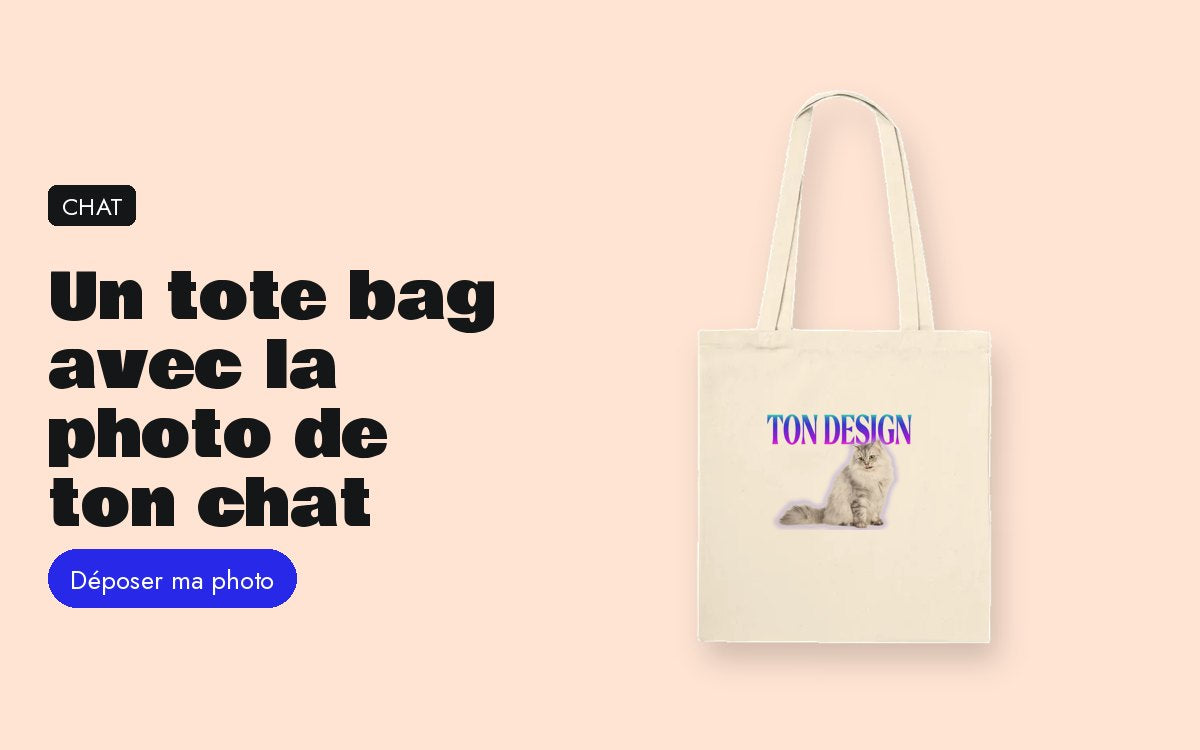 Tote bag personnalisé avec photo – Un tote bag avec la photo de ton chat, imprimé en Europe